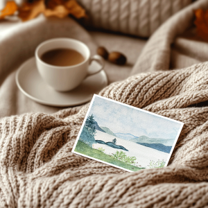 Peaceful Water and Mountain Scene